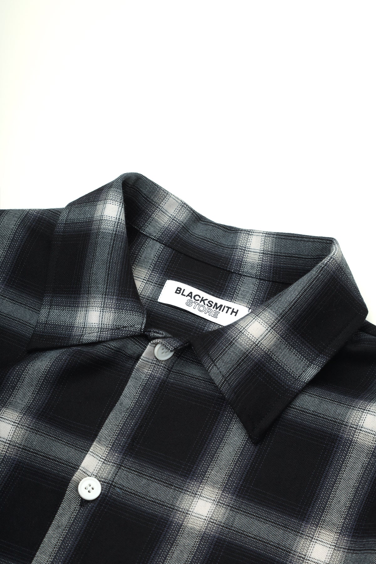 Blacksmith - Shadow Plaid Short Sleeve Shirt - Black/White - Image 4