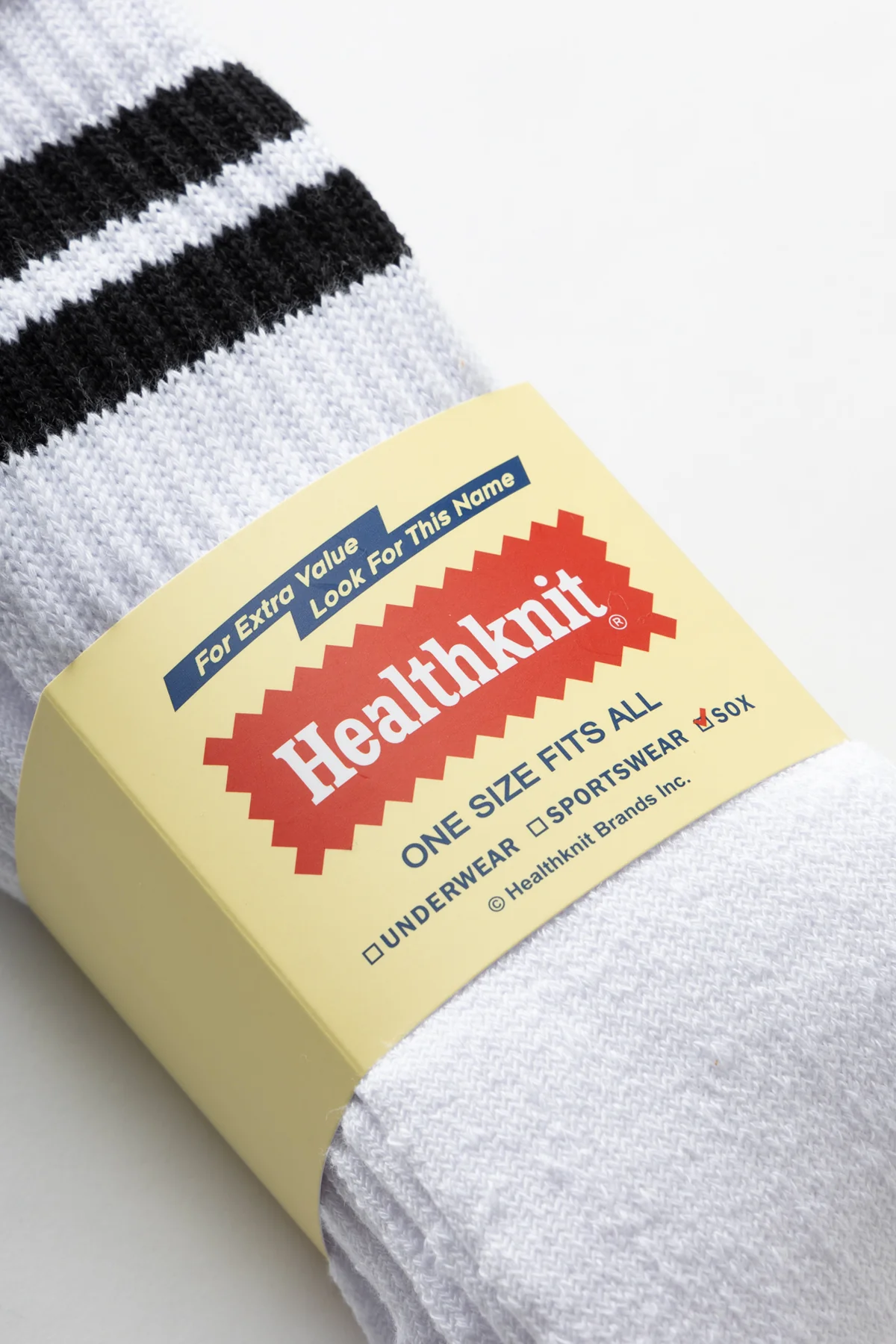 Healthknit - 3 Pack Crew Socks - White Classic Stripe - Image 2