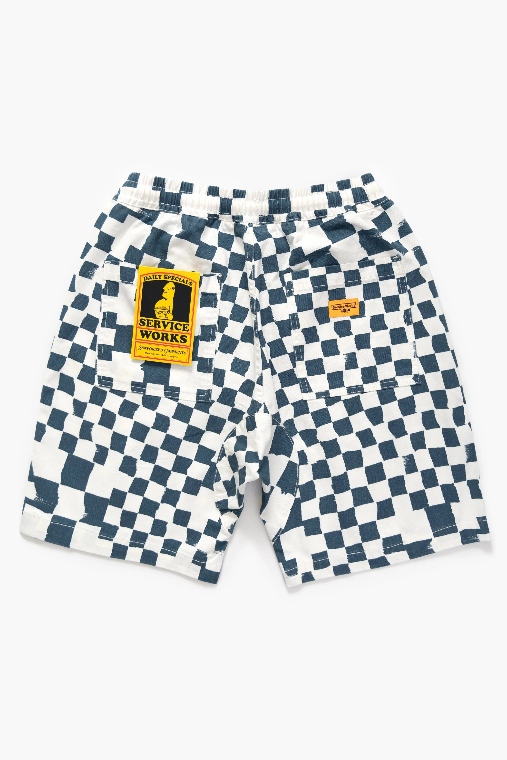 Service Works - Printed Chef Shorts - Teal Checker - Image 6