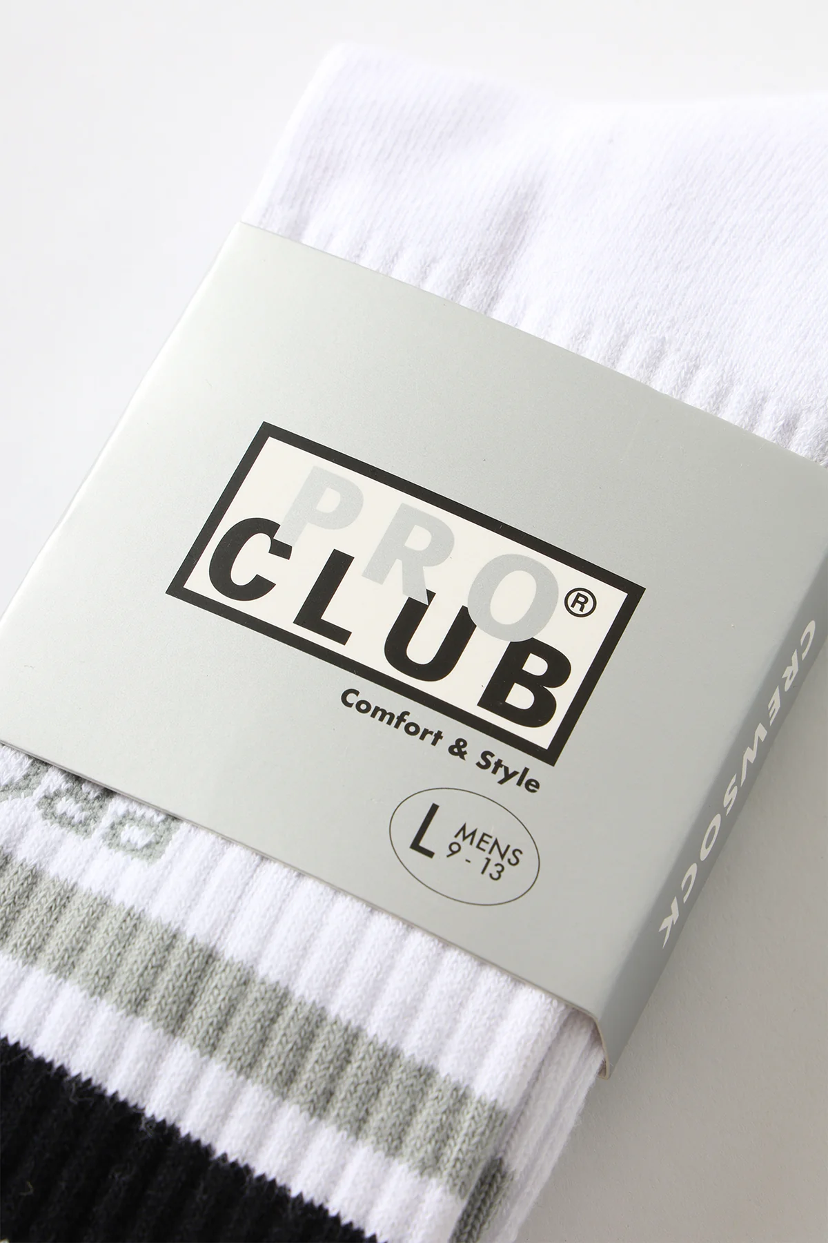 Pro Club - Striped Crew Socks - Grey/Black - Image 3