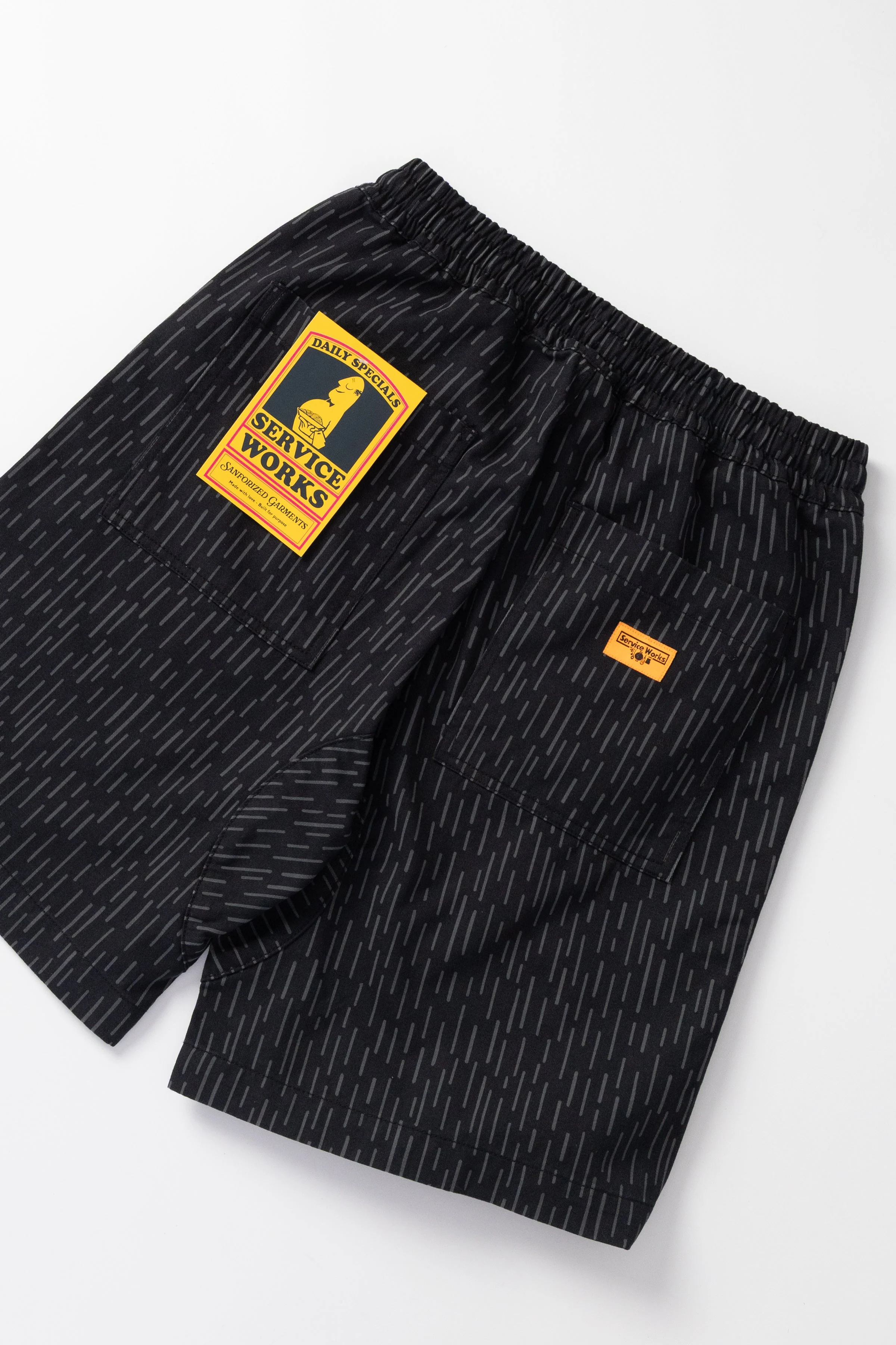 Service Works - Patterned Chef Shorts - Raindrop Mono - Image 6