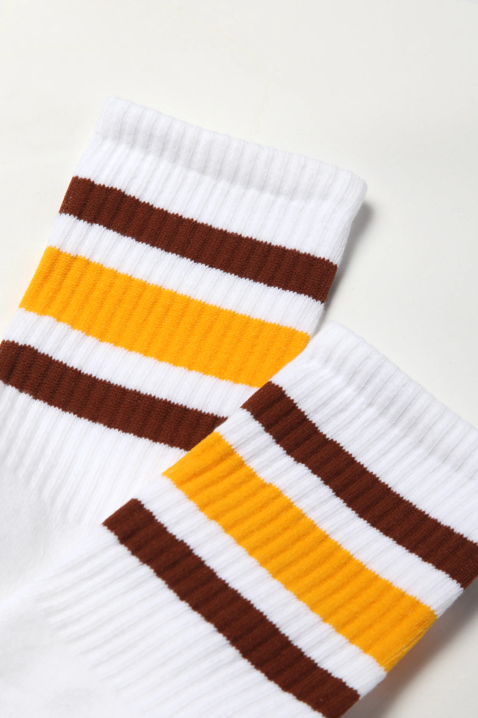 Socco - Striped Crew Socks - Brown/Yellow/White - Image 4
